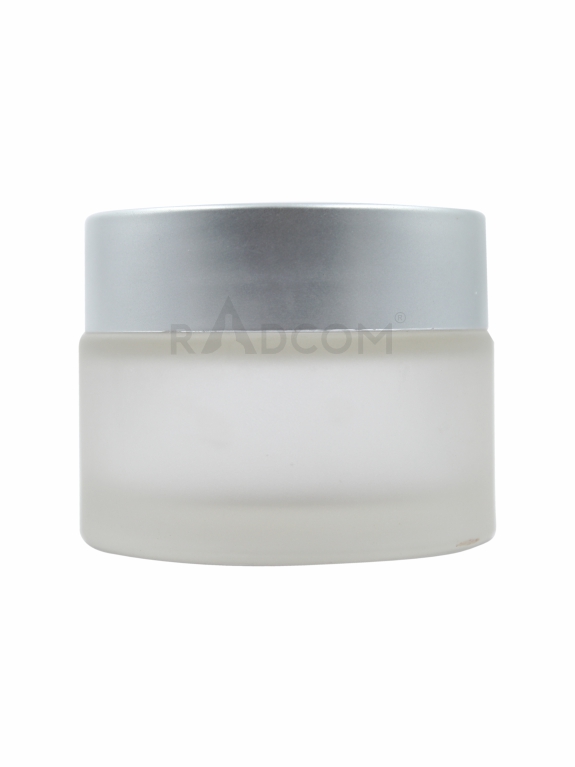 50Gm Shine Mesh Jar - Frosted-With Plastic Matt Silver Uv Cap With Inner Lid